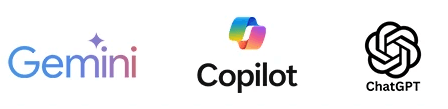 Gemini、Microsoft Copilot、ChatGPTのロゴ